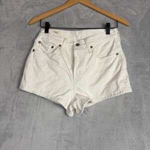 Levi's 501 High Waisted White Denim Cutoff Shorts‎ Women's Size 27 Summer Y2K